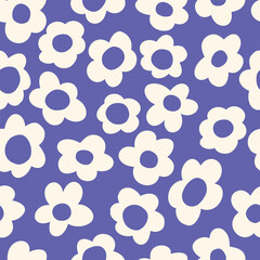 Acrylglasbilder Very-Peri-Muster Groovy Retro Blumen 70er Jahre  © Evgeniya Khudyakova