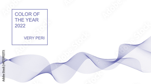 Color of year 2022 very peri abstract vector background with dynamic wave on white background. Geometric abstract wavy lines background. Vector illustration