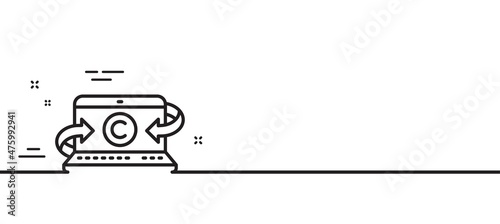 Copywriting notebook line icon. Ð¡opyright sign. Media content symbol. Minimal line illustration background. Copywriting notebook line icon pattern banner. White web template concept. Vector