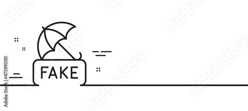 Fake news line icon. Protection from propaganda sign. Umbrella protect symbol. Minimal line illustration background. Fake news line icon pattern banner. White web template concept. Vector
