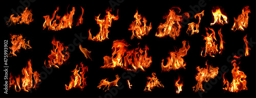 Fotografie, Obraz bonfire on a black background Various types of thermal energy that burn fuel at