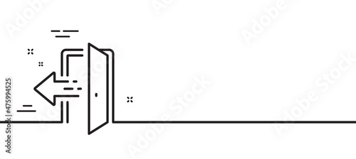 Entrance line icon. Entry door sign. Building exit symbol. Minimal line illustration background. Entrance line icon pattern banner. White web template concept. Vector