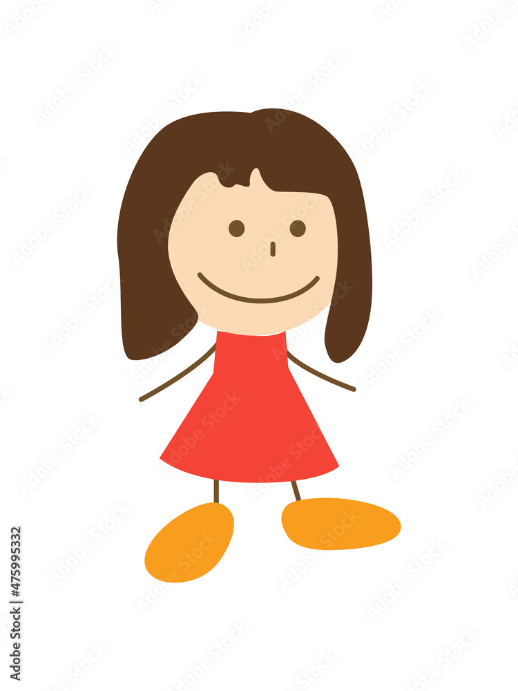 Cute cartoon kid walks. Drawing sketch. Vector illustration Isolated on white background Cute cartoon kid walks. Drawing sketch. Vector illustration Isolated on white background