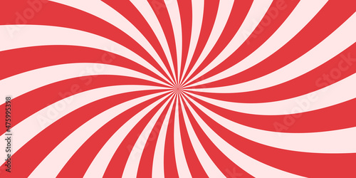 Spiral Candy Red and White Background. Swirl Sweet Caramel Pattern. Vortex Lollipop Wallpaper. Twist Candy Background. Abstract Modern Design. Vector Illustration