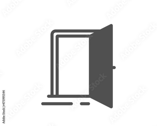 Open door icon. Entrance doorway sign. Building entry symbol. Classic flat style. Quality design element. Simple open door icon. Vector