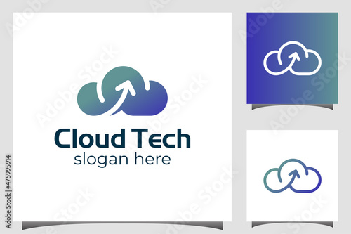 modern Cloud data network logo with arrow upper symbol design for technology, download