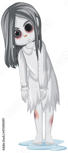 Little ghost girl with black eyes