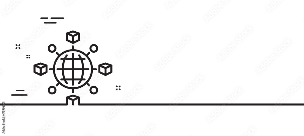 Logistics network line icon. Parcel tracking sign. Goods distribution symbol. Minimal line illustration background. Logistics network line icon pattern banner. White web template concept. Vector Logistics network line icon. Parcel tracking sign. Goods distribution symbol. Minimal line illustration background. Logistics network line icon pattern banner. White web template concept. Vector