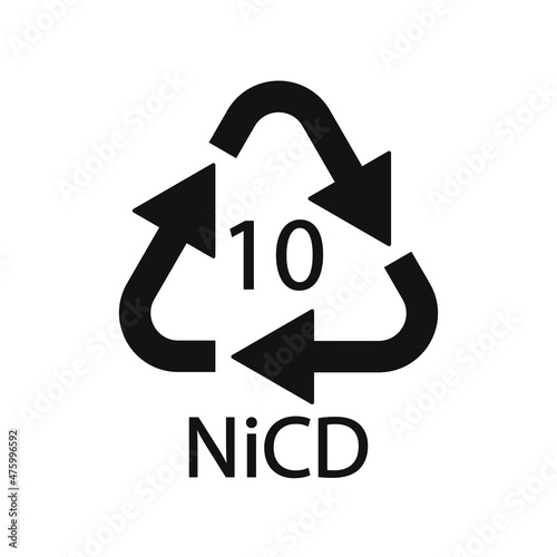 Battery recycling code 10 NiCD . Vector illustration