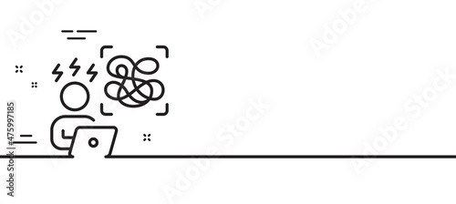 Difficult stress line icon. Online psychology sign. Confused mental health symbol. Minimal line illustration background. Difficult stress line icon pattern banner. White web template concept. Vector