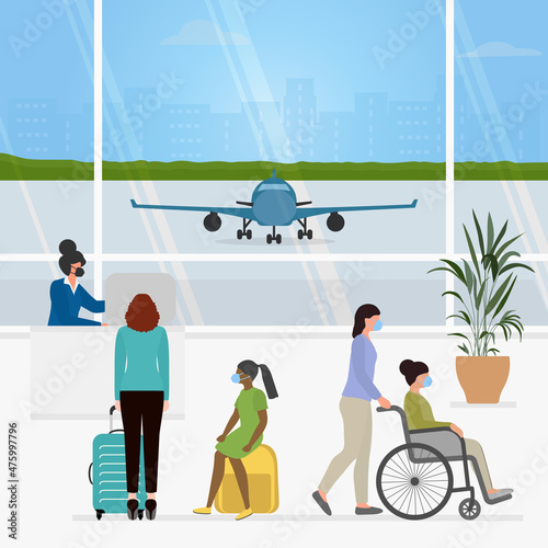 Covid Travel Airport Plane People Tourist Check in