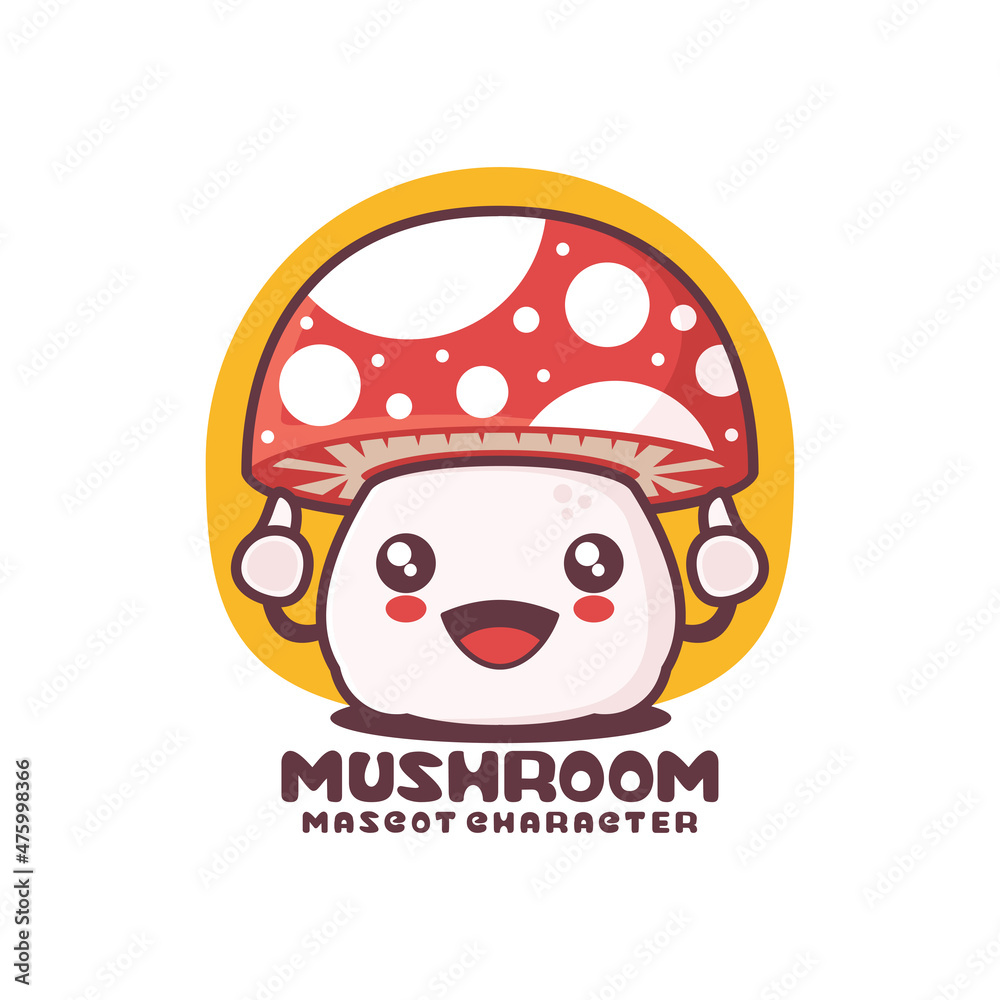 Fototapeta premium vector mushrooms cartoon mascot, suitable for, logos, prints, labels, packaging, stickers