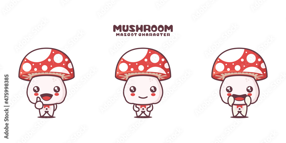 vector mushrooms cartoon mascot, with different expressions