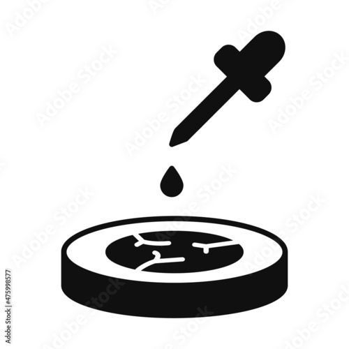 Artificial Meat Silhouette Icon. Grown Lab Meat Black Pictogram. Growing Synthetic Beef by Liquid in Pipette Icon. Future Culture of Food. Isolated Vector Illustration