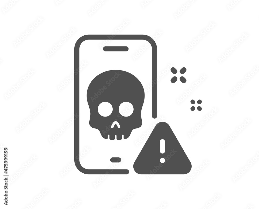 Cyber attack icon. Ransomware threat sign. Phone hacking symbol. Classic flat style. Quality design element. Simple cyber attack icon. Vector