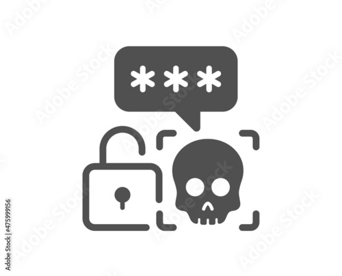 Cyber attack icon. Ransomware threat sign. Password cracking symbol. Classic flat style. Quality design element. Simple cyber attack icon. Vector
