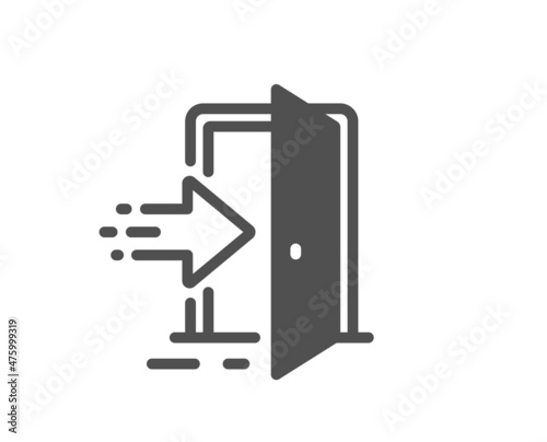 Entrance icon. Entry door sign. Building exit symbol. Classic flat style. Quality design element. Simple entrance icon. Vector