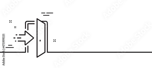 Entrance line icon. Entry door sign. Building exit symbol. Minimal line illustration background. Entrance line icon pattern banner. White web template concept. Vector