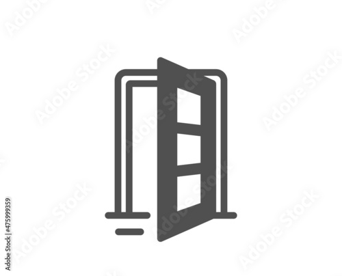 Open door icon. Entrance doorway sign. Building entry symbol. Classic flat style. Quality design element. Simple open door icon. Vector