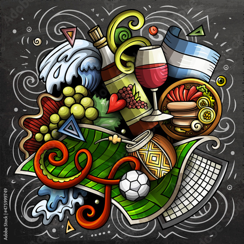 Argentina cartoon vector doodle chalkboard illustration