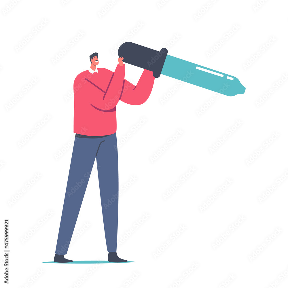 Tiny Male Character Holding Huge Pipette, Color Picker for Designers Paint and Ink Selection, Tone Spectrum Choice Tiny Male Character Holding Huge Pipette, Color Picker for Designers Paint and Ink Selection, Tone Spectrum Choice