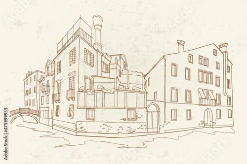 Vector sketch of architecture of Venice, Italy.