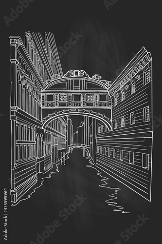 Vector sketch of bridge of sighs ( ponte dei sospiri). Venice. Italy.