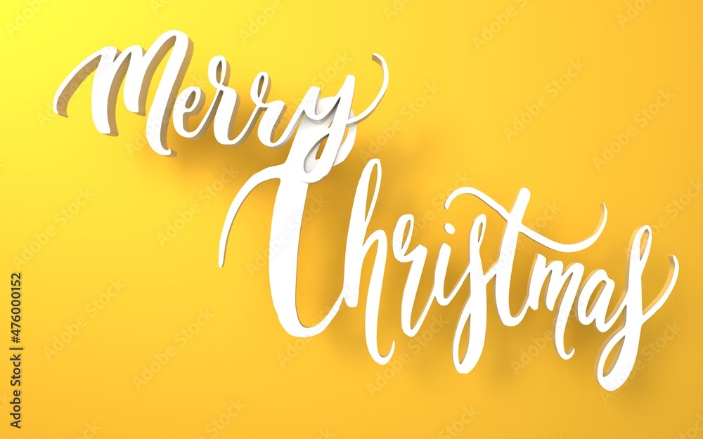 Fototapeta premium Merry Christmas Text Greeting Card on Yellow Background