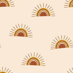 Fotobehang Uit de natuur patronen Boho opkomende zon kinderkamer patroon  © AngellozOlga
