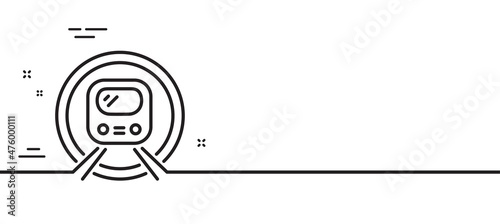 Metro subway transport line icon. Public underground transportation sign. Minimal line illustration background. Metro subway line icon pattern banner. White web template concept. Vector