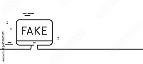 Fake news line icon. Propaganda conspiracy tv sign. Wrong truth symbol. Minimal line illustration background. Fake news line icon pattern banner. White web template concept. Vector