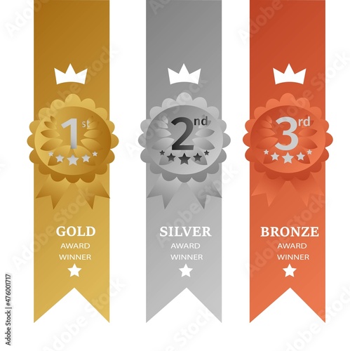 Gold, Silver and bronze medals vector illustration	
