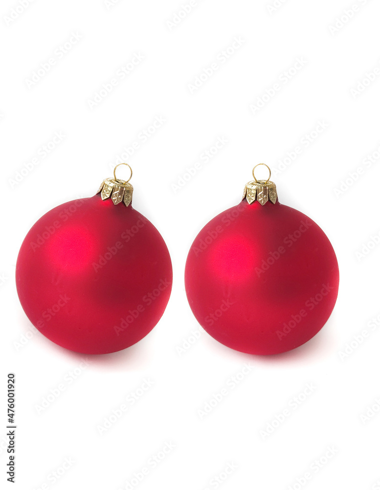 Isolated red christmas balls on a white background. Christmas decor Isolated red christmas balls on a white background. Christmas decor