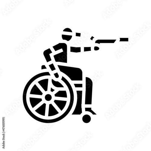 shooting handicapped athlete glyph icon vector. shooting handicapped athlete sign. isolated contour symbol black illustration