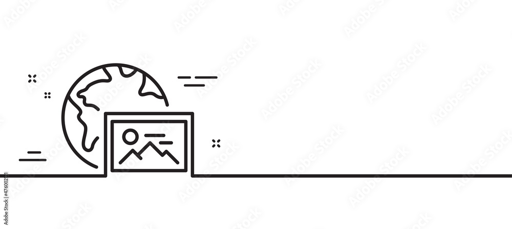 Web photo line icon. Image thumbnail sign. Picture album placeholder symbol. Minimal line illustration background. Web photo line icon pattern banner. White web template concept. Vector Web photo line icon. Image thumbnail sign. Picture album placeholder symbol. Minimal line illustration background. Web photo line icon pattern banner. White web template concept. Vector