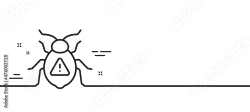 Software bug line icon. Cyber attack sign. Computer virus symbol. Minimal line illustration background. Software bug line icon pattern banner. White web template concept. Vector