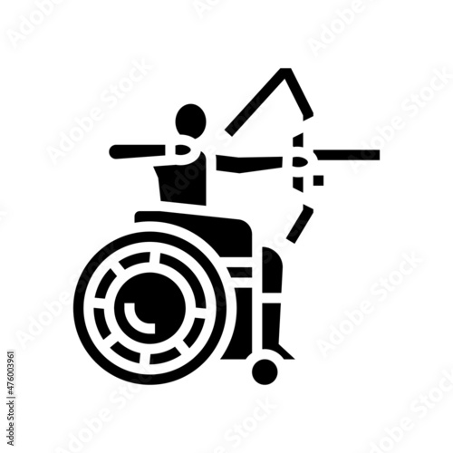 archery handicapped athlete glyph icon vector. archery handicapped athlete sign. isolated contour symbol black illustration