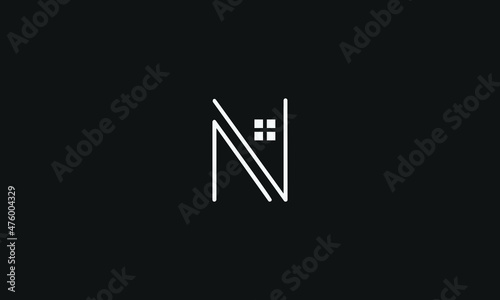 Uppercase letter N logo with window design  monogram emblem business project in the thin lines  for stylish business cards premium vector