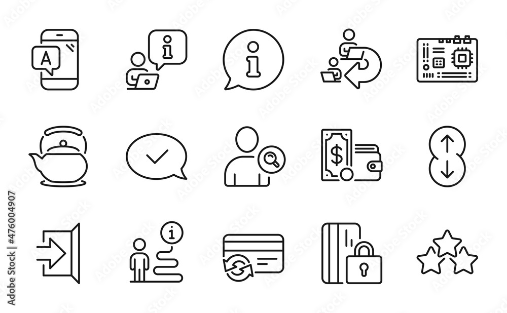 Business icons set. Included icon as Delegate work, Ranking stars, Teapot signs. Motherboard, Approved message, Find user symbols. Change card, Exit, Ab testing. Scroll down, Blocked card. Vector Business icons set. Included icon as Delegate work, Ranking stars, Teapot signs. Motherboard, Approved message, Find user symbols. Change card, Exit, Ab testing. Scroll down, Blocked card. Vector