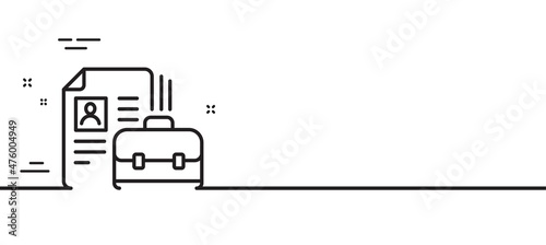 Business case with CV line icon. Portfolio symbol. Vacancy or Hiring sign. Minimal line illustration background. Vacancy line icon pattern banner. White web template concept. Vector