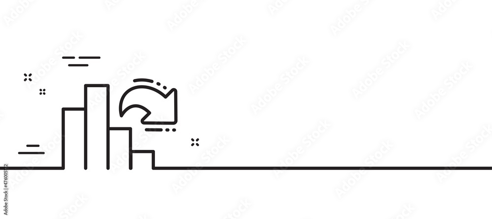 Decreasing graph line icon. Column chart sign. Market analytics symbol. Minimal line illustration background. Decreasing graph line icon pattern banner. White web template concept. Vector Decreasing graph line icon. Column chart sign. Market analytics symbol. Minimal line illustration background. Decreasing graph line icon pattern banner. White web template concept. Vector