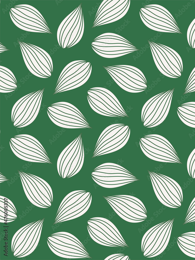 Green pattern with leaves drawn by hand Green pattern with leaves drawn by hand