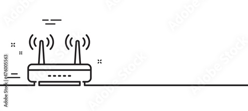 Wifi router line icon. Computer component sign. Internet symbol. Minimal line illustration background. Wifi line icon pattern banner. White web template concept. Vector