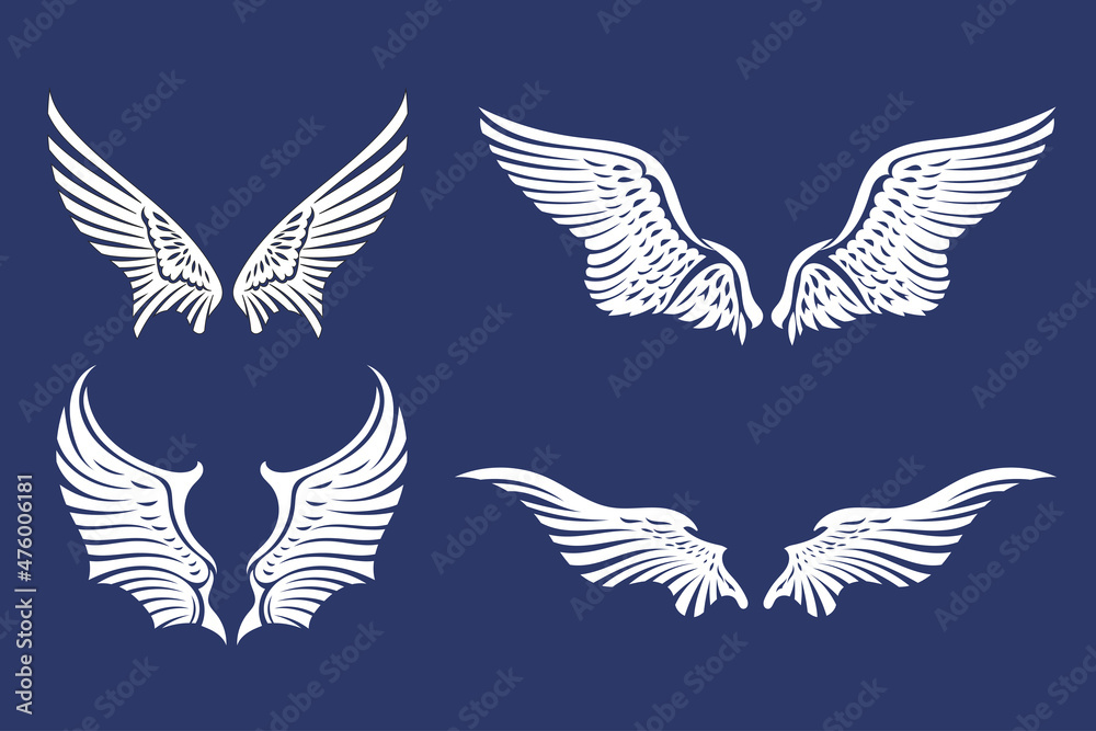 Fototapeta premium Set of Angel Wings Collection