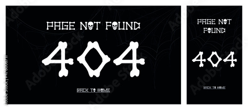 404 error page designed with bones and skulls