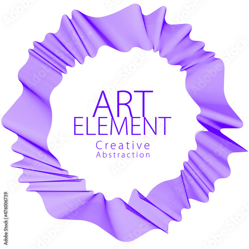 Flowing smooth linear frame in a shape of circle. Vector abstract artistic beautiful background with copy space for text.  Isolated over white background.