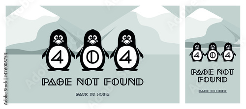 404 error page designed with penguins