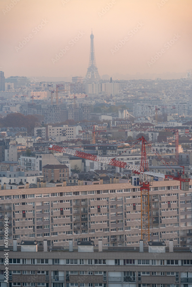 Gennevilliers, France - 11 10 2021: Panoramic view of Gennevilliers buildings district