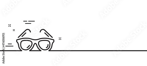 Travel sunglasses line icon. Trip sun glasses sign. Holidays symbol. Minimal line illustration background. Sunglasses line icon pattern banner. White web template concept. Vector