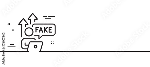 Fake internet line icon. Web propaganda sign. Wrong truth symbol. Minimal line illustration background. Fake internet line icon pattern banner. White web template concept. Vector
